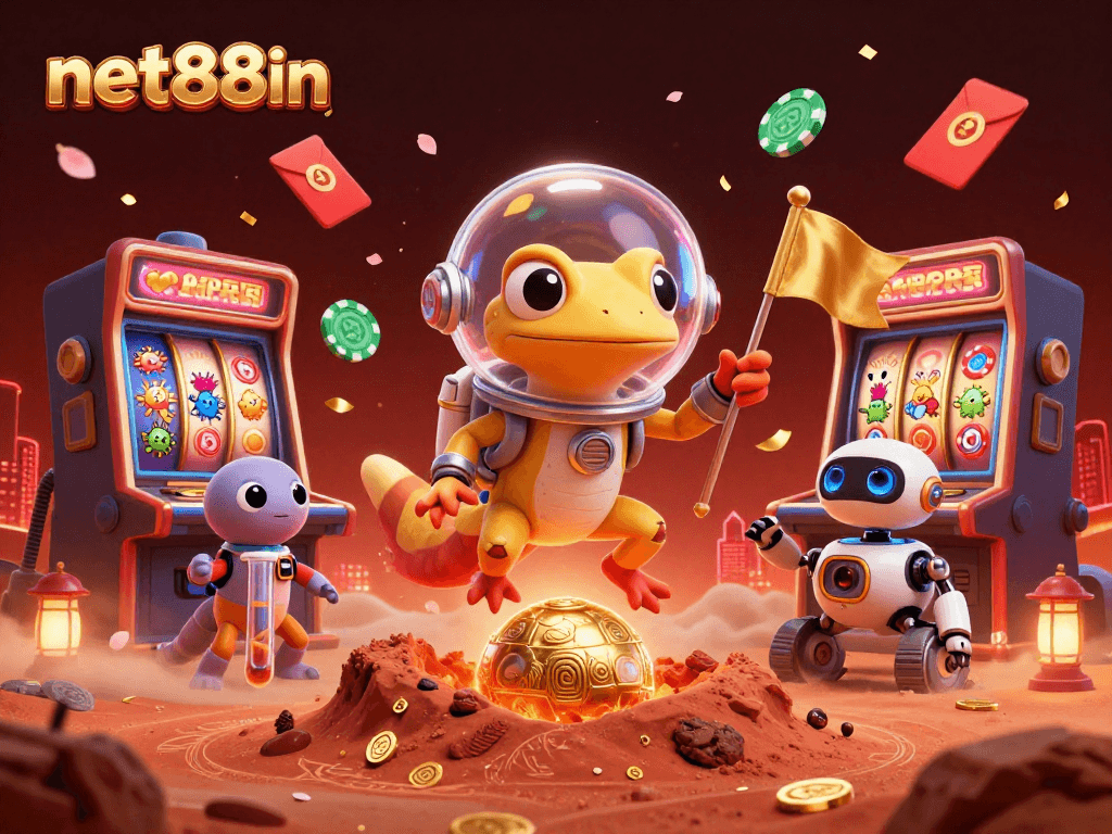 Engage in thrilling slots at net88in, where an alien adventure unfolds with rich casino visuals.