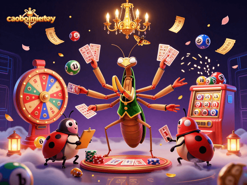 Experience thrilling gameplay with caoboimientay as vibrant characters engage in card games amid a dynamic casino scene.