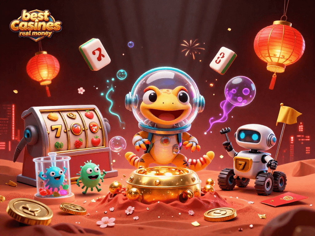 Engage in games at the best online casinos real money with a vibrant Martian theme.