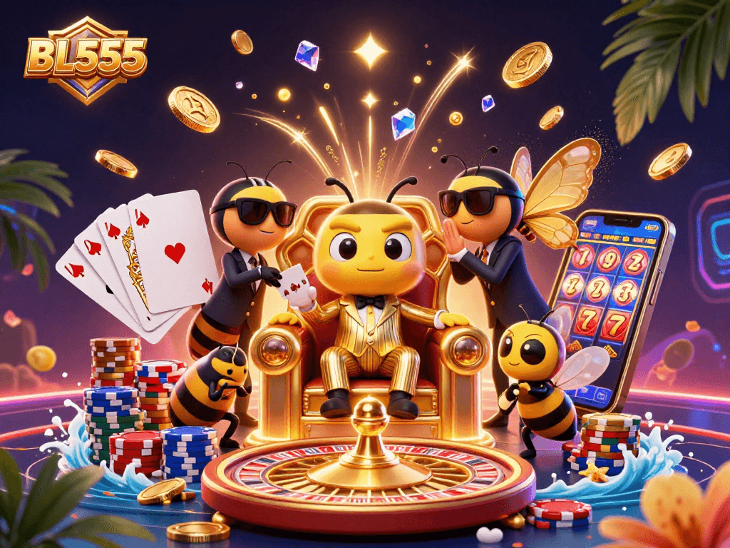Experience the thrilling games of BL555 with a vibrant scene of casino excitement.