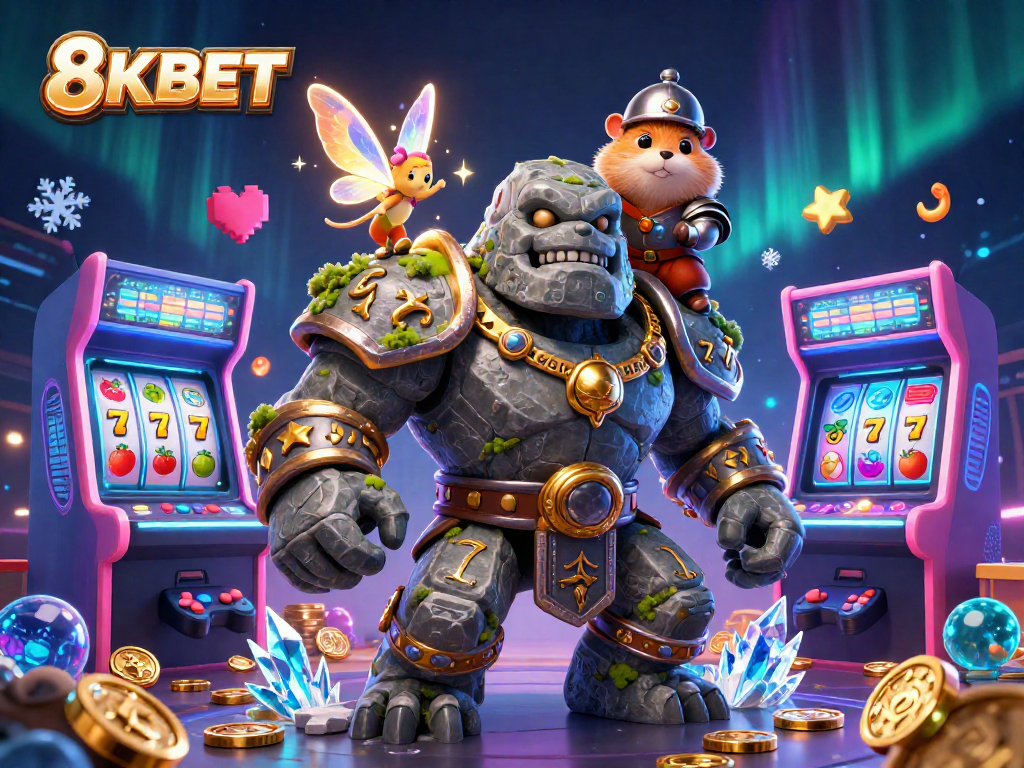 Experience the thrill of winning at 8KBET with a magical 3D casino adventure illustration.