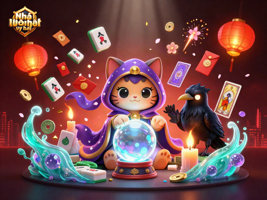 Engage with Nhà cái uy tín through a vibrant and detailed digital casino illustration highlighting luck and gaming.