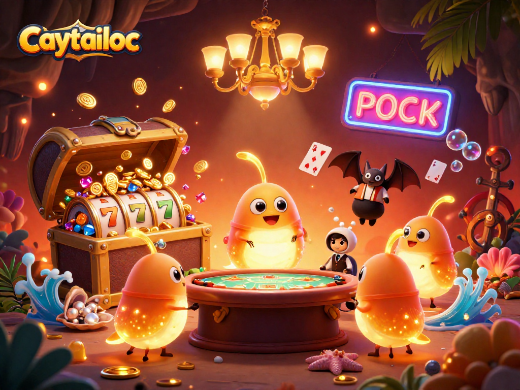 Experience thrilling gameplay in caytailoc's vibrant cave casino featuring glowworms and exciting slot elements.