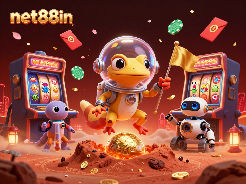 Engage in thrilling slots at net88in, where an alien adventure unfolds with rich casino visuals.