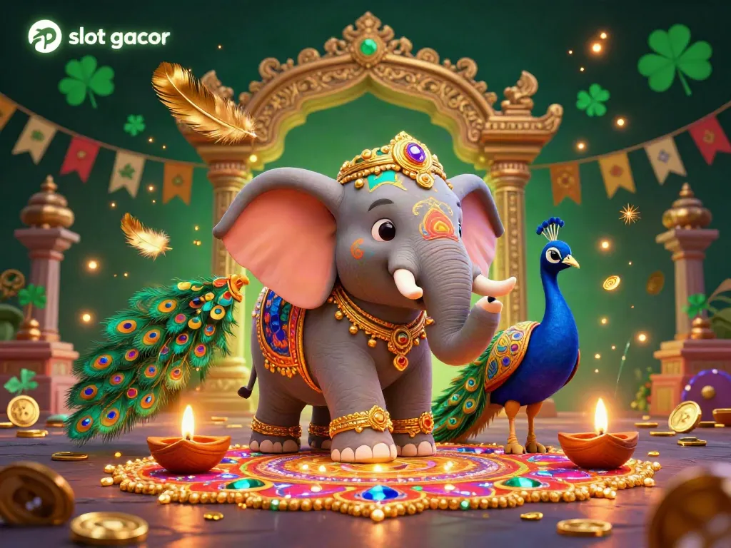 Experience the excitement of slot gacor with this vibrant 3D illustration featuring rich characters and dynamic casino elements.