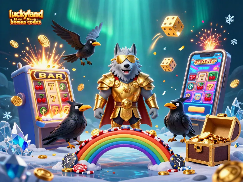 Win big with luckyland slots bonus codes featuring an epic Norse-themed casino scene.