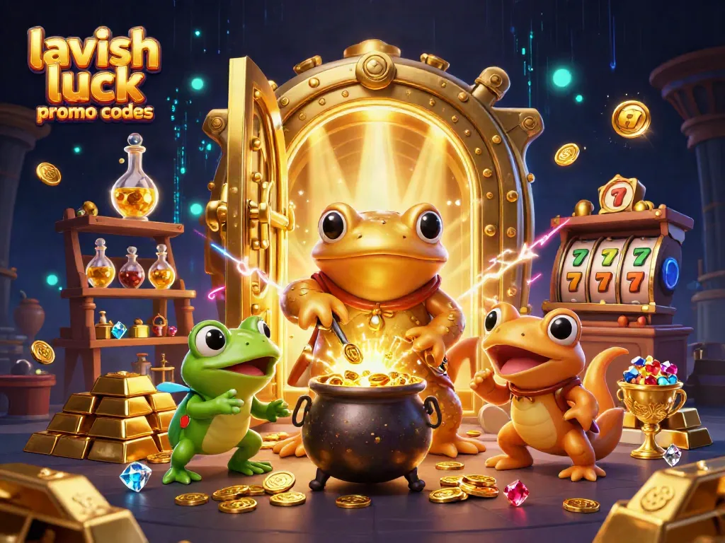 Engage with lavish luck promo codes to unlock vast rewards while exploring a vibrant 3D casino scene.