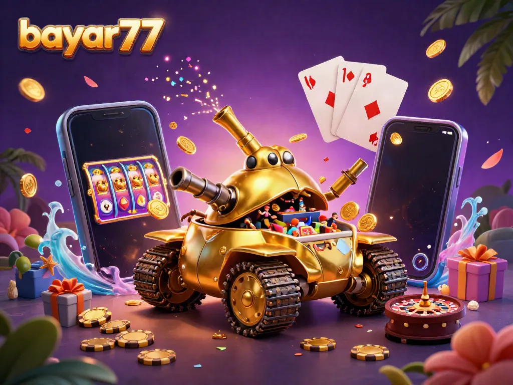 Experience thrilling gameplay with bayar77 in a vibrant, dynamic casino scene.