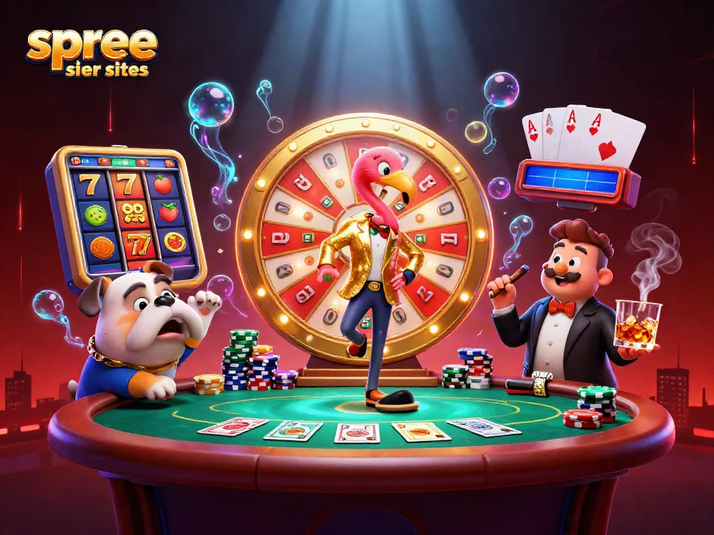 Engage with exciting real-prize games at spree casino sister sites featuring vibrant slot reels and lively characters.