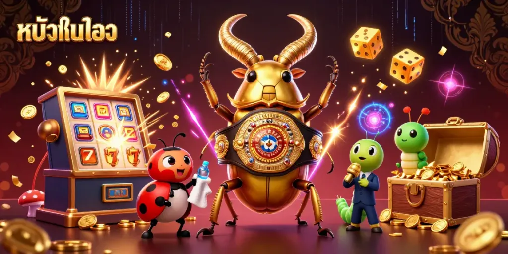Experience thrilling หนังใหม่ชนโรง action with vibrant casino themes and 3D characters in a dynamic illustration.