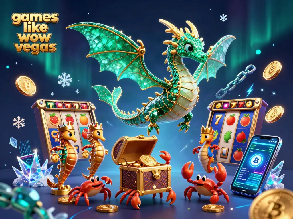 Play engaging games like wow vegas with exciting slots and bonuses depicted in a vibrant scene.