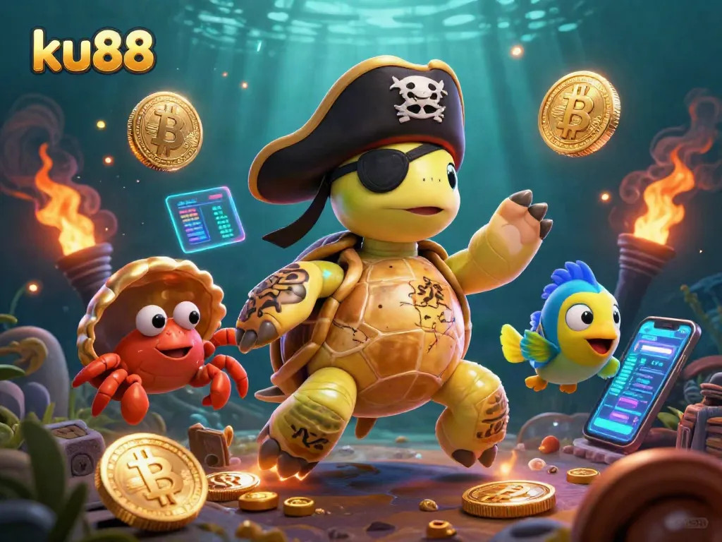 Engage in excitement with ku88: a vibrant scene of gambling treasures beneath the sea.