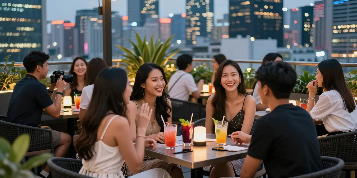 Gái gọi thưởng thức không khí sôi động tại quán rooftop