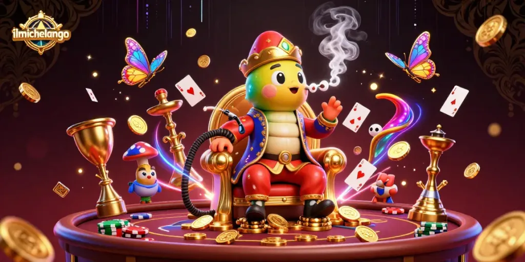 Engage in thrilling poker action with ilmichelangelo's vibrant 3D scene showcasing casino elements.