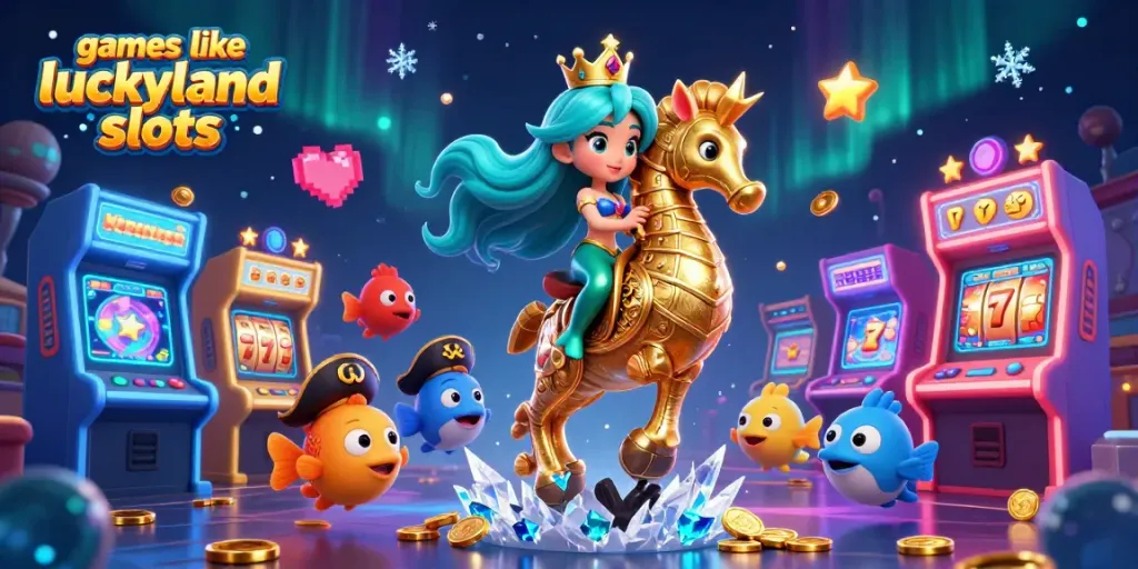 Play entertaining games like luckyland slots in a vibrant and colorful 3D digital casino.
