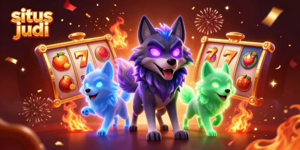 Gambarkan permainan situs judi slot dengan simbol keberuntungan dan detail mengesankan.
