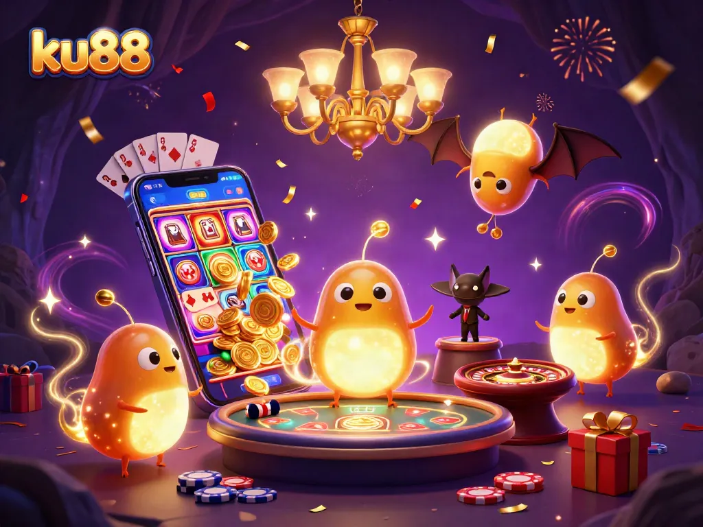 ku88 engages players with vibrant slots and immersive casino experience in a magical cave setting.