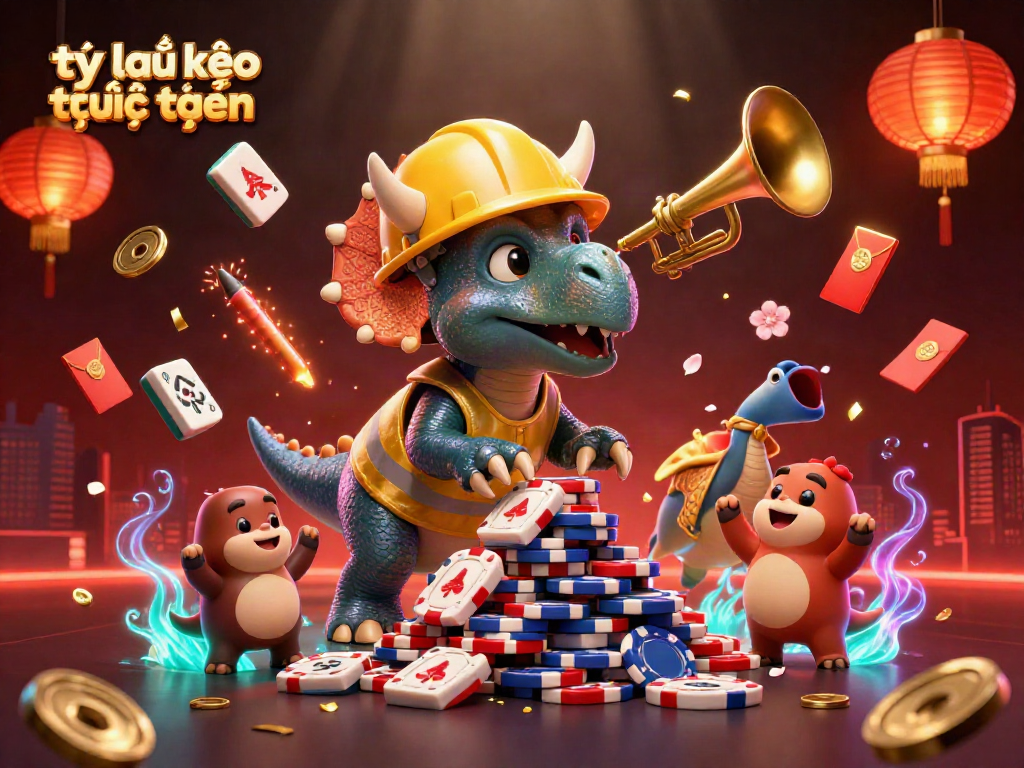 Experience tỷ lệ kèo trực tuyến with vibrant 3D casino art featuring colorful characters and celebratory elements.