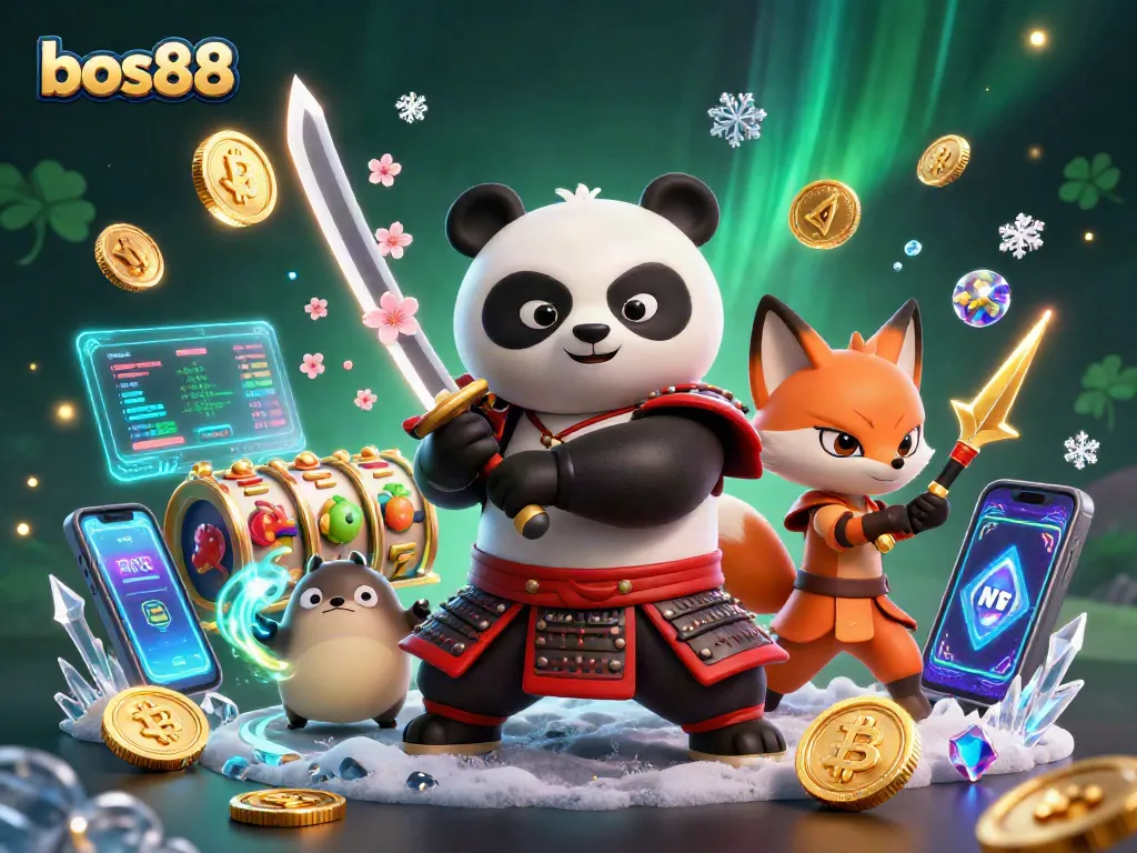 bos88 menawarkan pengalaman bermain slot yang seru dengan samurai panda dan ninja, penuh simbol keberuntungan.