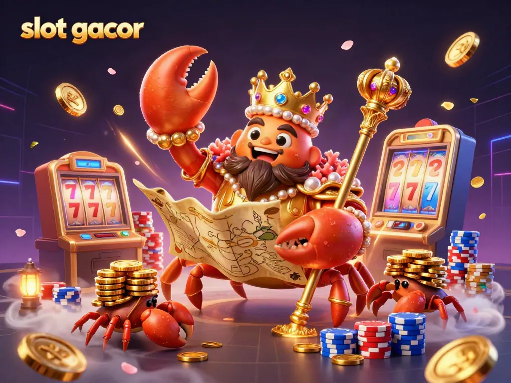 Experience thrilling slot gacor action with dazzling gold coins and colorful poker chips.