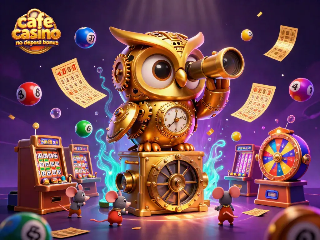 Experience the cafe casino no deposit bonus with exciting elements and vibrant scenes of a dynamic casino floor.