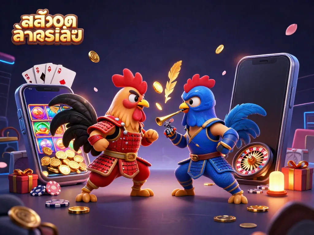 สัมผัสโลกของสล็อตทดลองเล่นกับการต่อสู้ของไก่ 3D ระหว่างนักรบสองตัวในอาร์มอร์แลกเปลี่ยนกันแบบสมจริง