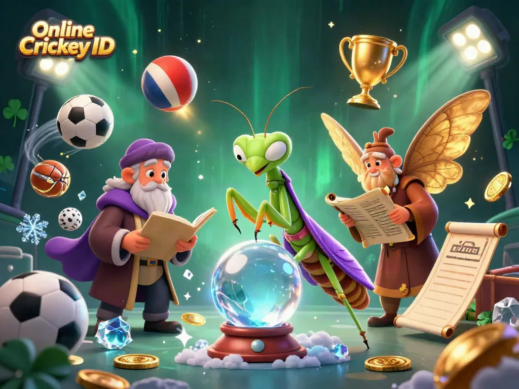 Engage with exciting Online Cricket ID features through cricket-focused characters in a vibrant scene.