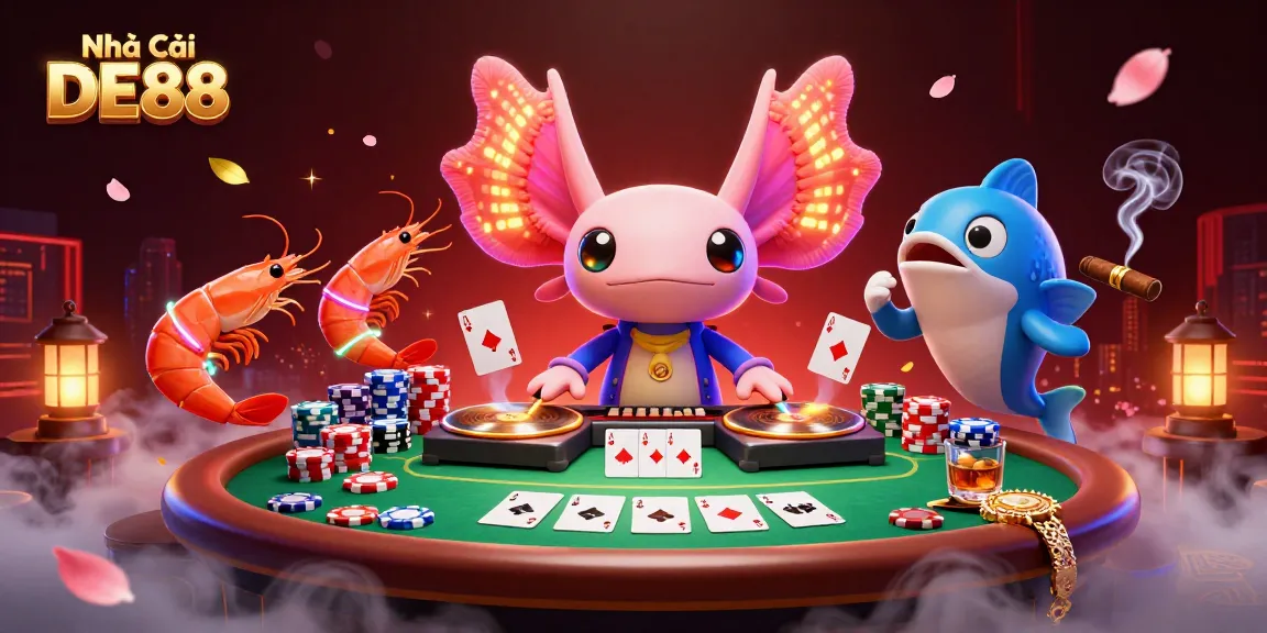 Experience the exciting world of Nhà Cái DE88 with vibrant casino elements and fun characters in action.
