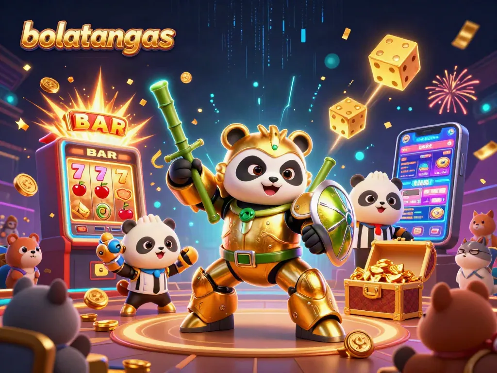 Experience thrilling bolatangkas gaming with an energetic scene of cartoon characters and festive symbols.