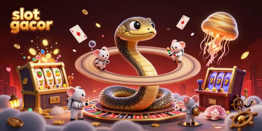 Betting on slot gacor with a cosmic twist featuring a playful scene of astronaut mice.