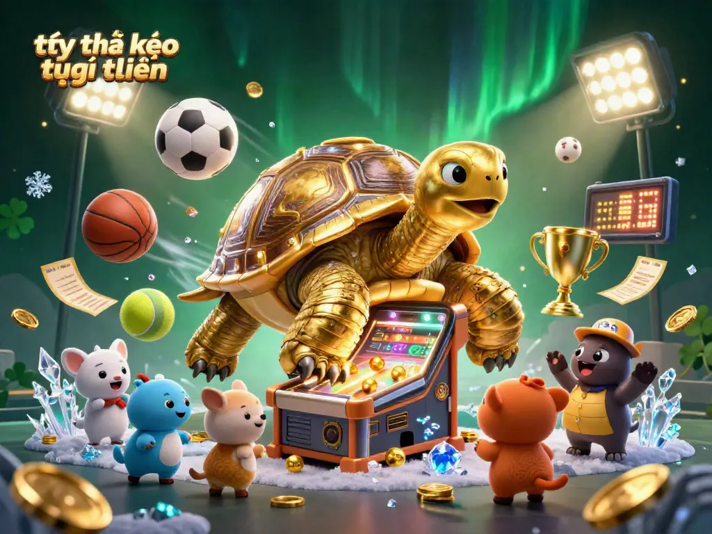 Engage with tỷ lệ kèo trực tuyến as a golden tortoise leads the excitement of sports bets.
