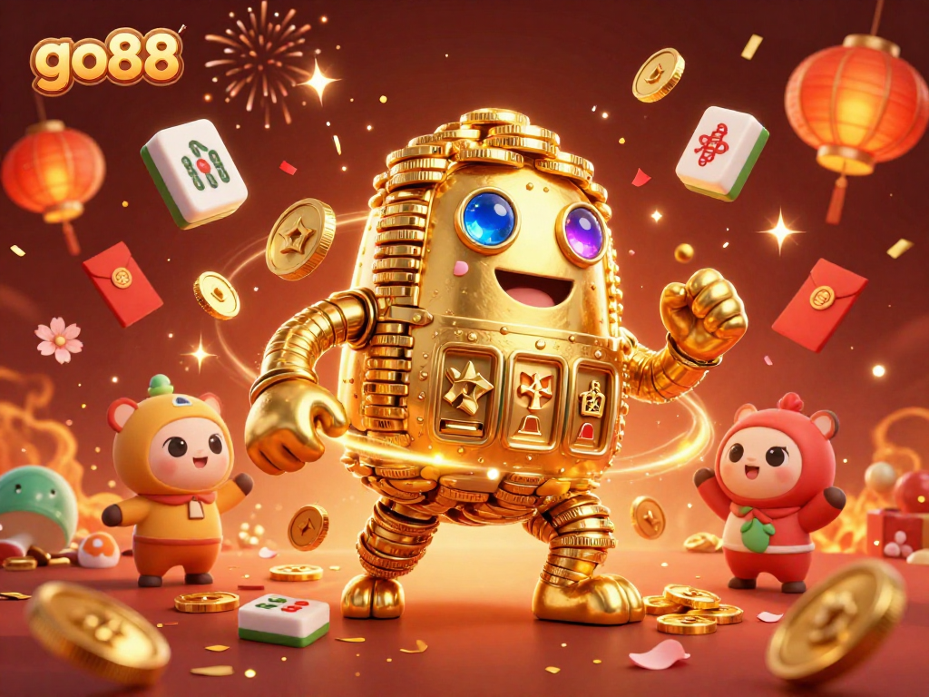 Engage with go88’s dynamic casino experience featuring a golden golem, gems, and festive rewards.