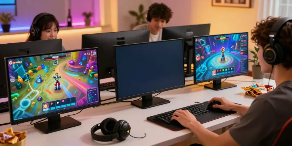Exciting Yono Games scene with player engaging in multiplayer gaming on smartphone, colorful visuals, and vibrant atmosphere.